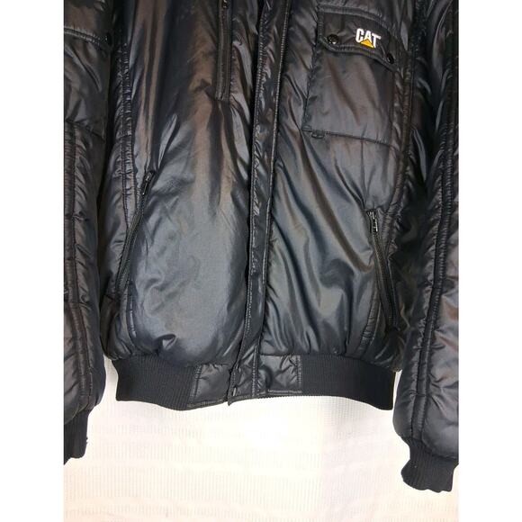 Turning Point Jacket Men's L Black Construction Zip Puffer Coat CATERPILLAR VTG - Picture 6 of 9
